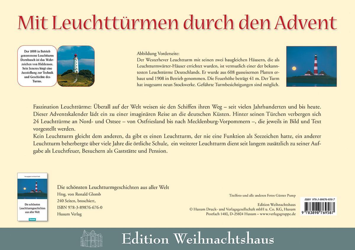 Rückseite: 9783898769587 | Mit Leuchttürmen durch den Advent | Fotos von Nord- und Ostsee | Husum