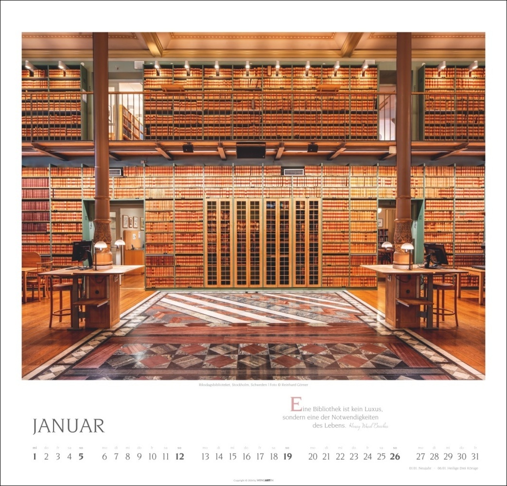 Bild: 9783839901021 | Welt der Bibliotheken Kalender 2025 | Reinhard Görner | Kalender