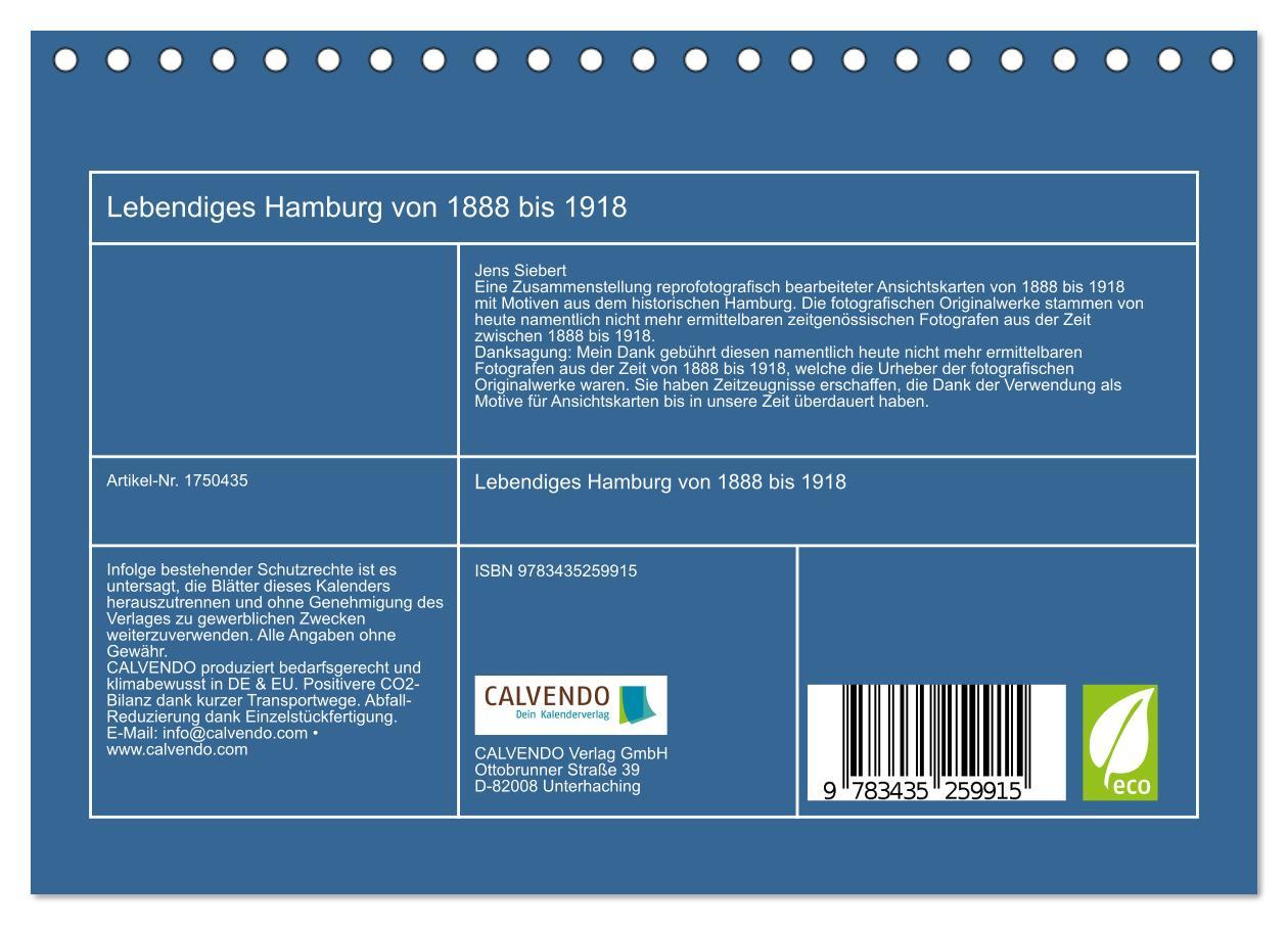 Bild: 9783435259915 | Lebendiges Hamburg von 1888 bis 1918 (Tischkalender 2025 DIN A5...