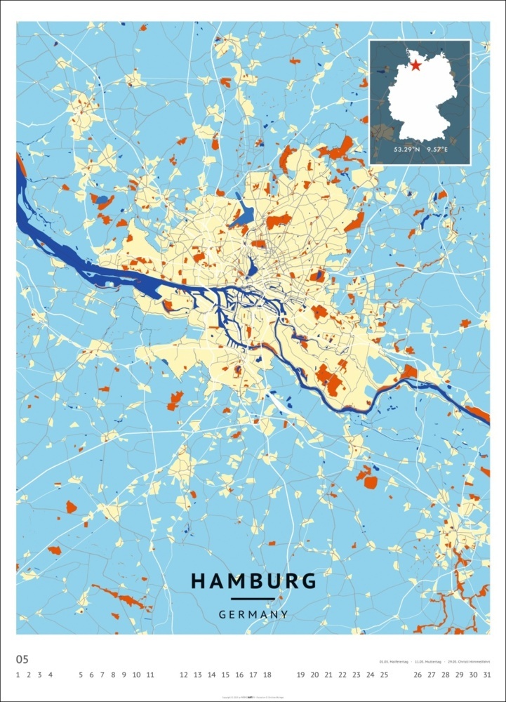 Bild: 9783839901526 | Map Art Kalender 2025 | Christian Müringer | Kalender | Spiralbindung