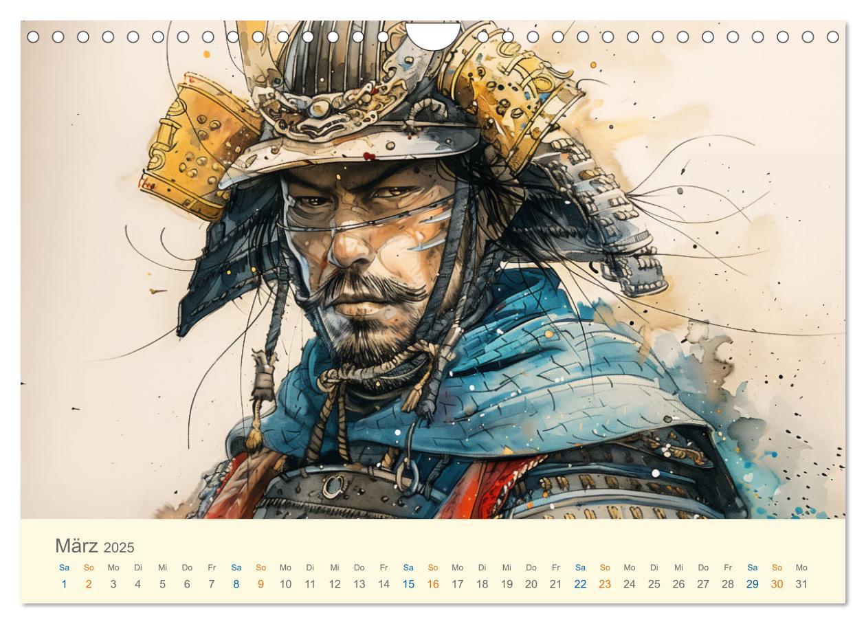 Bild: 9783457129890 | Samurai - whimsical inked style (Wandkalender 2025 DIN A4 quer),...