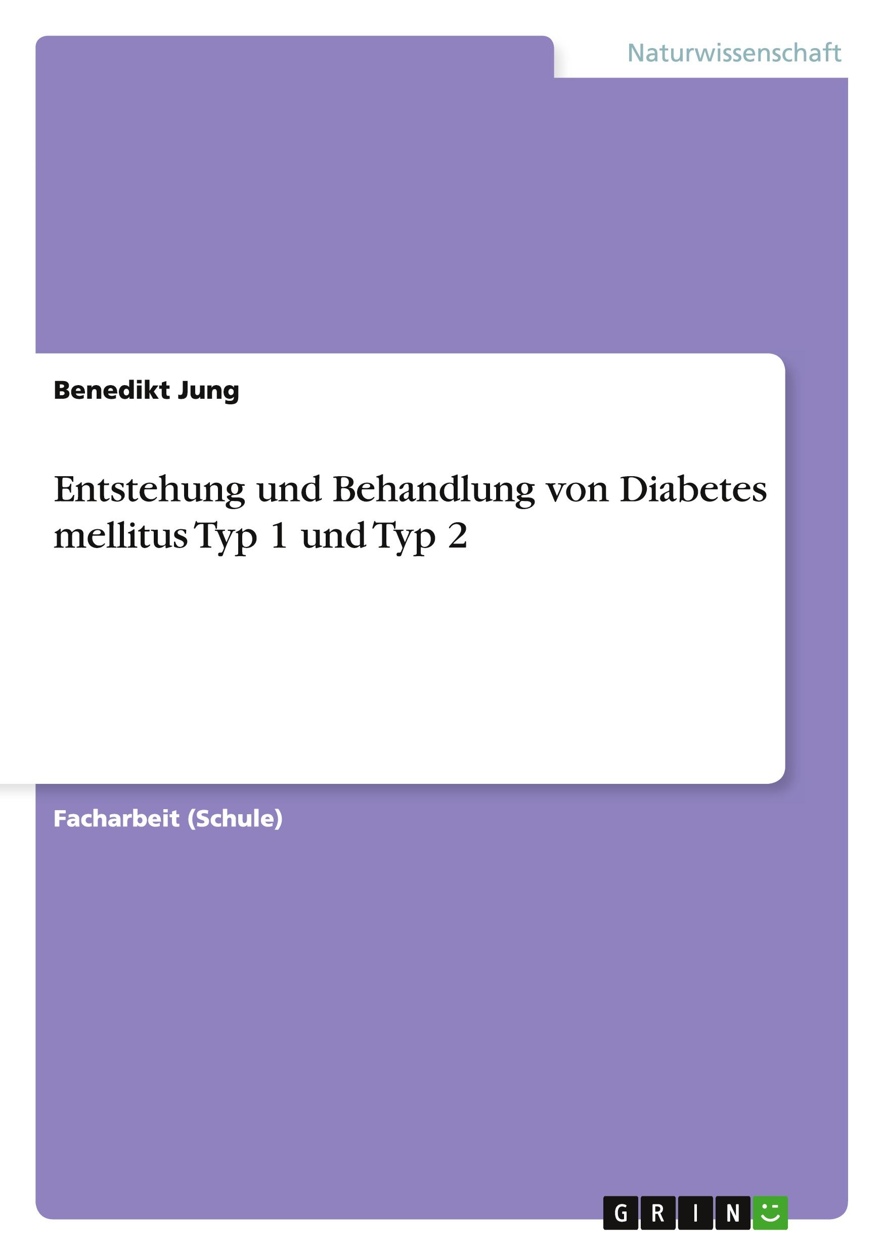 Cover: 9783656468189 | Entstehung und Behandlung von Diabetes mellitus Typ 1 und Typ 2 | Jung