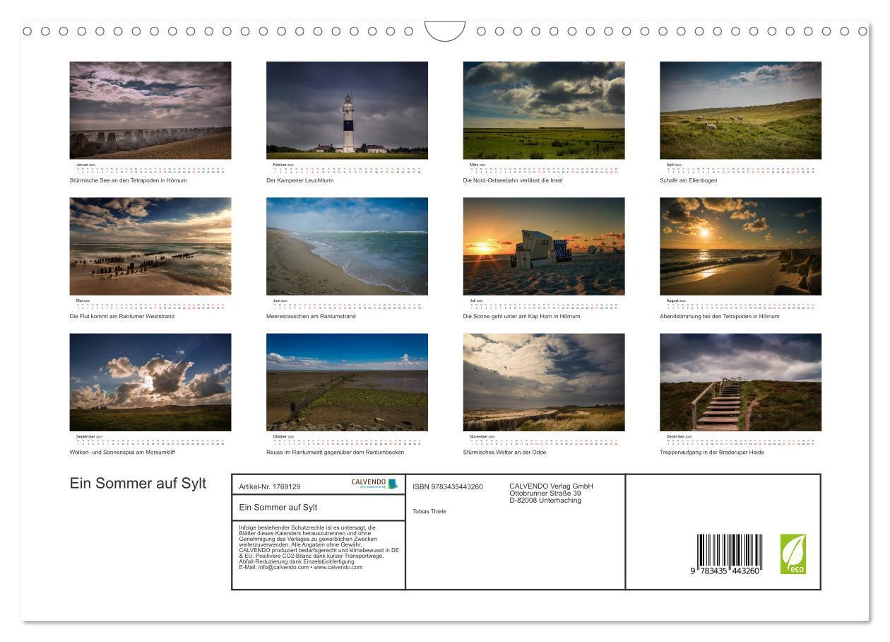 Bild: 9783435443260 | Ein Sommer auf Sylt (Wandkalender 2025 DIN A3 quer), CALVENDO...