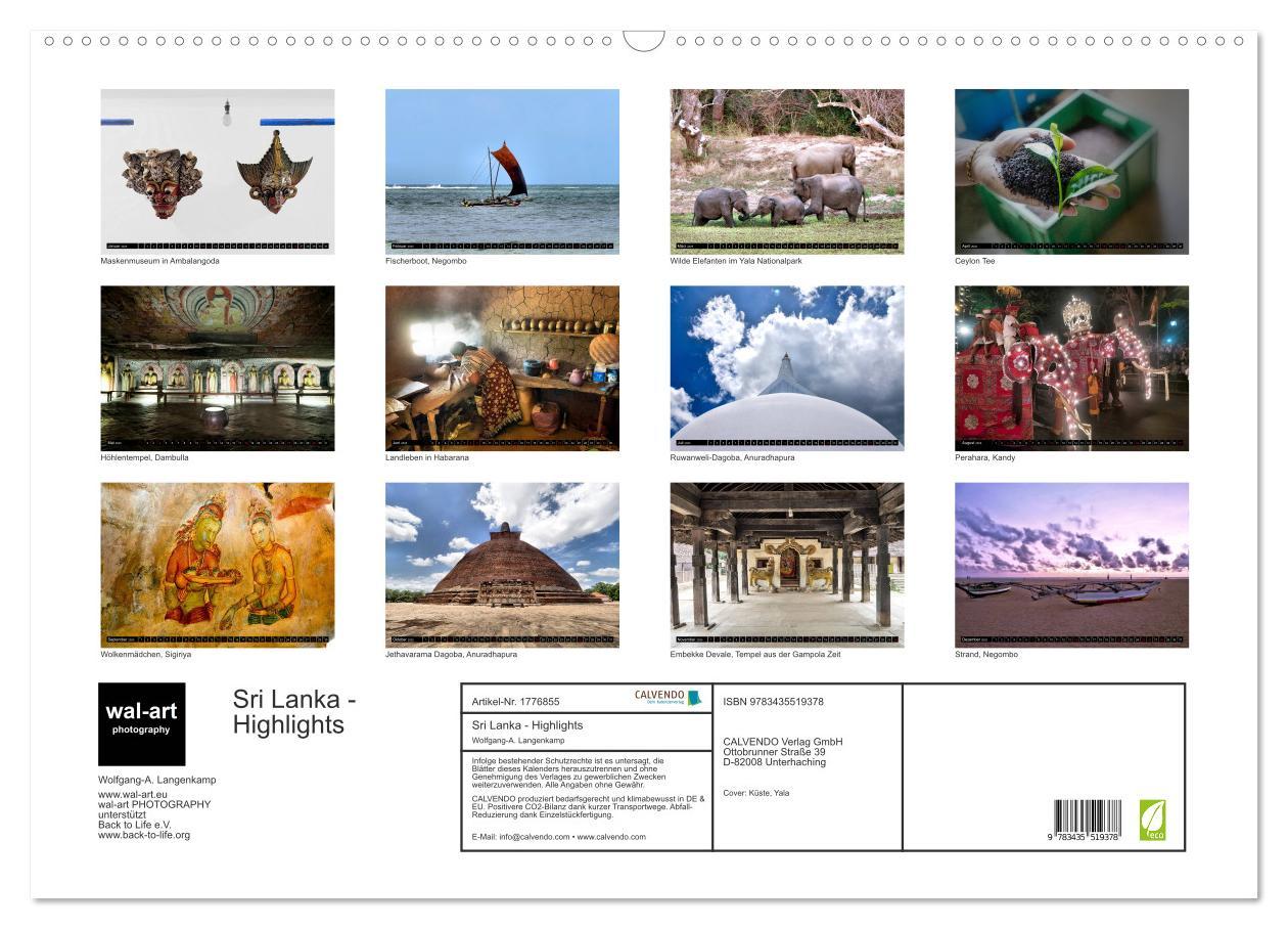 Bild: 9783435519378 | Sri Lanka - Highlights (Wandkalender 2025 DIN A2 quer), CALVENDO...