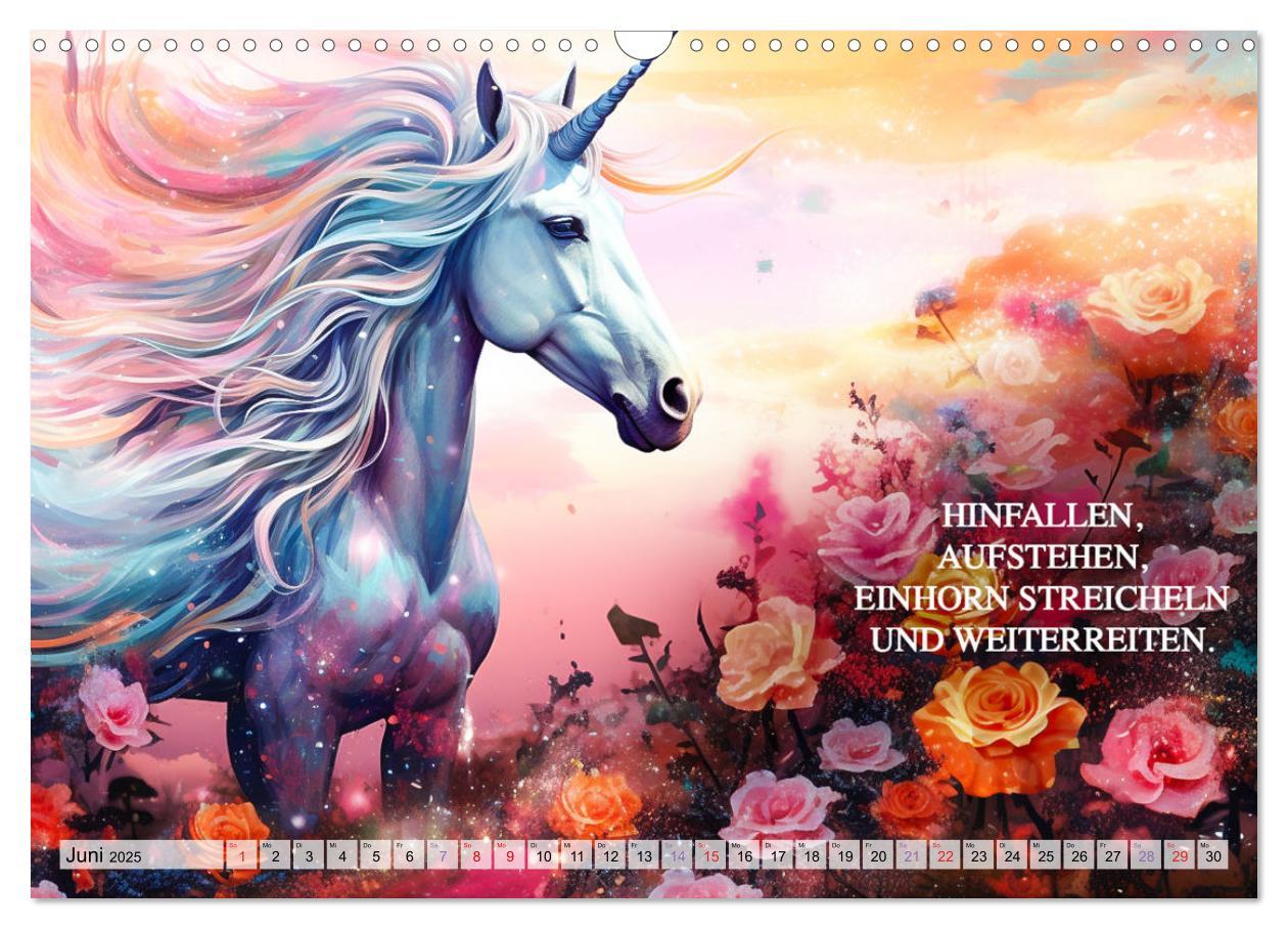 Bild: 9783383861956 | Einhorn und coole Sprüche (Wandkalender 2025 DIN A3 quer), CALVENDO...