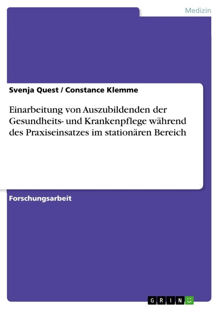 Cover: 9783668033375 | Einarbeitung von Auszubildenden der Gesundheits- und Krankenpflege...