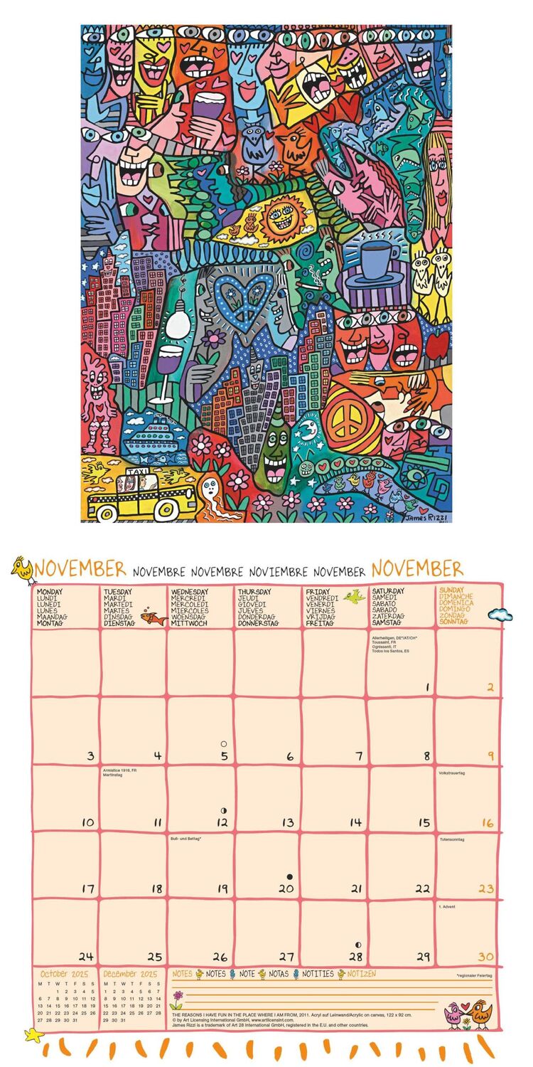 Bild: 4002725994073 | James Rizzi 2025 - Wand-Kalender - Broschüren-Kalender - 30x30 -...