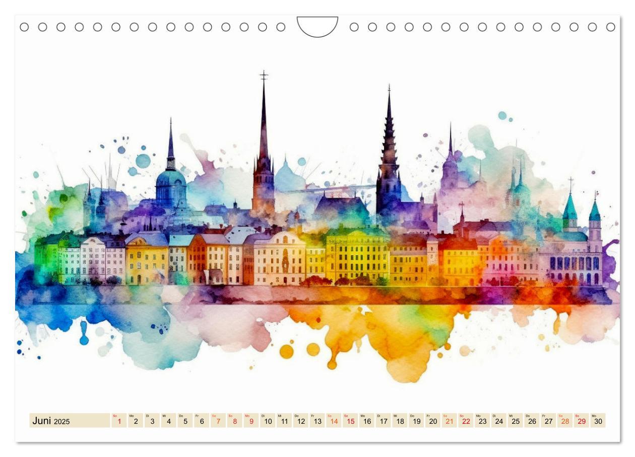 Bild: 9783383862199 | Skylines - bunte Städte (Wandkalender 2025 DIN A4 quer), CALVENDO...