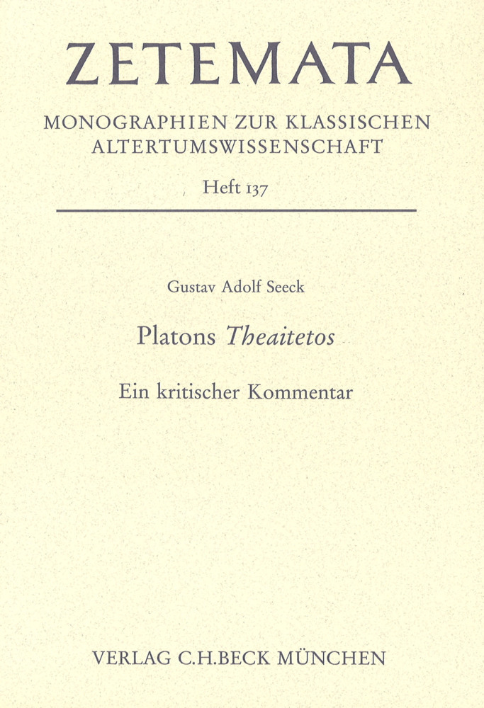 Cover: 9783406608087 | Platons Theaitetos | Ein kritischer Kommentar | Gustav Adolf Seeck