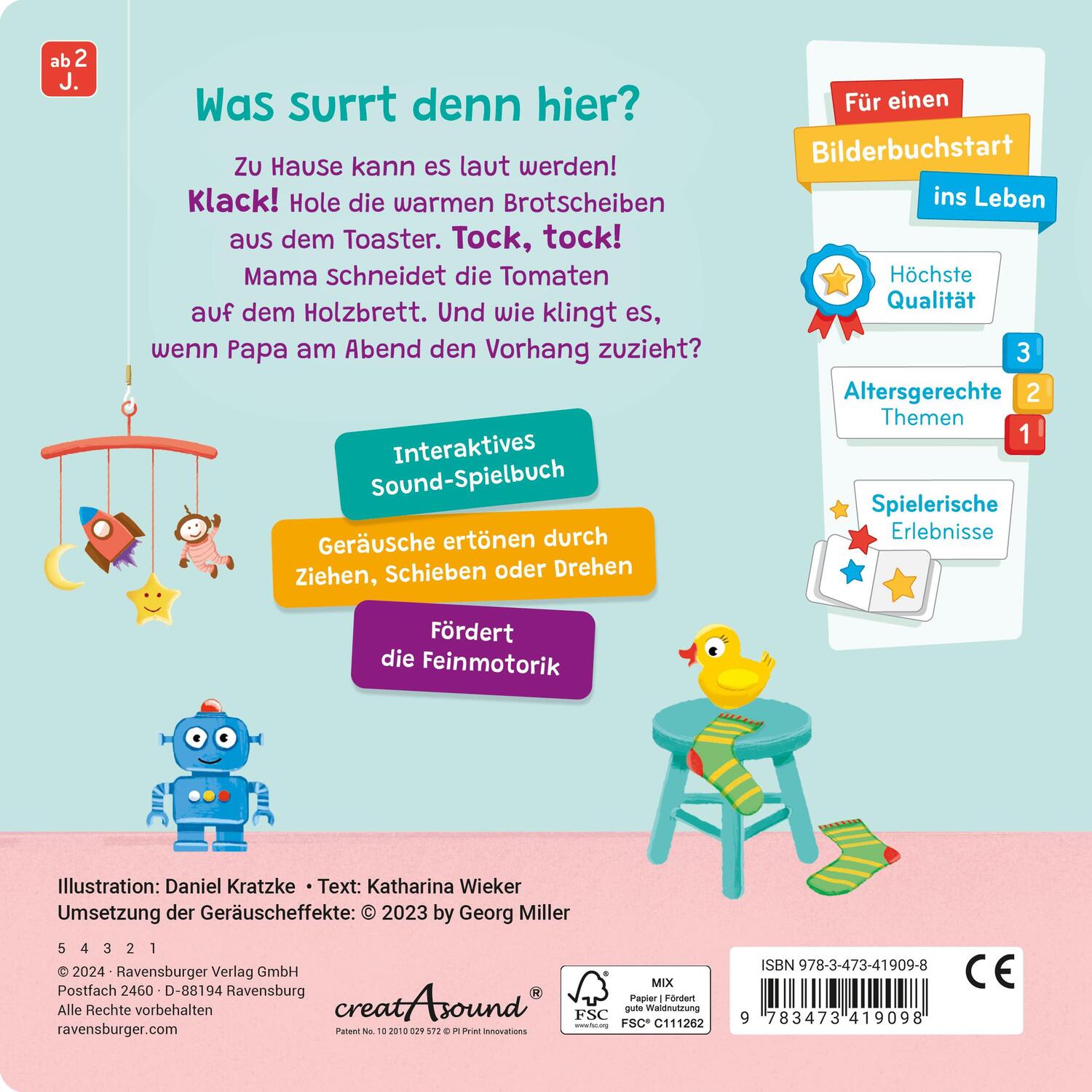 Rückseite: 9783473419098 | Spielen, Hören, Staunen: Zuhause. Ein Sound-Spielbuch ohne Batterie...