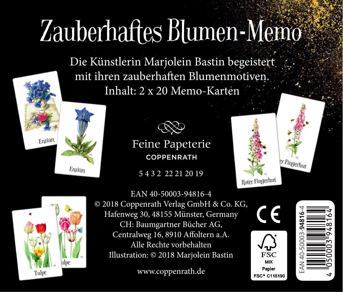 Rückseite: 4050003948164 | Schachtelspiel - Zauberhaftes Blumen-Memo (M. Bastin) | Bastin | Spiel