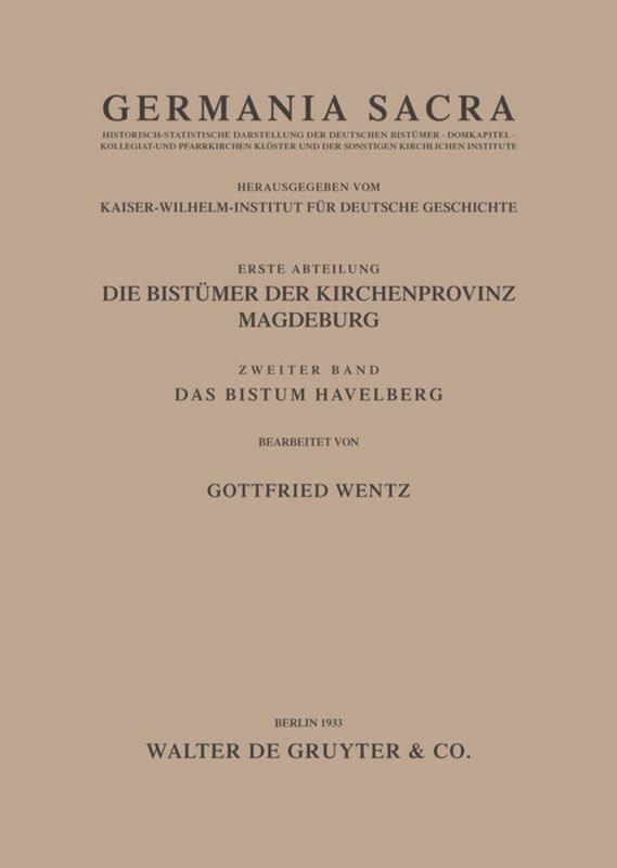 Cover: 9783110012859 | Das Bistum Havelberg | Gottfried Wentz | Buch | Germania Sacra | XII