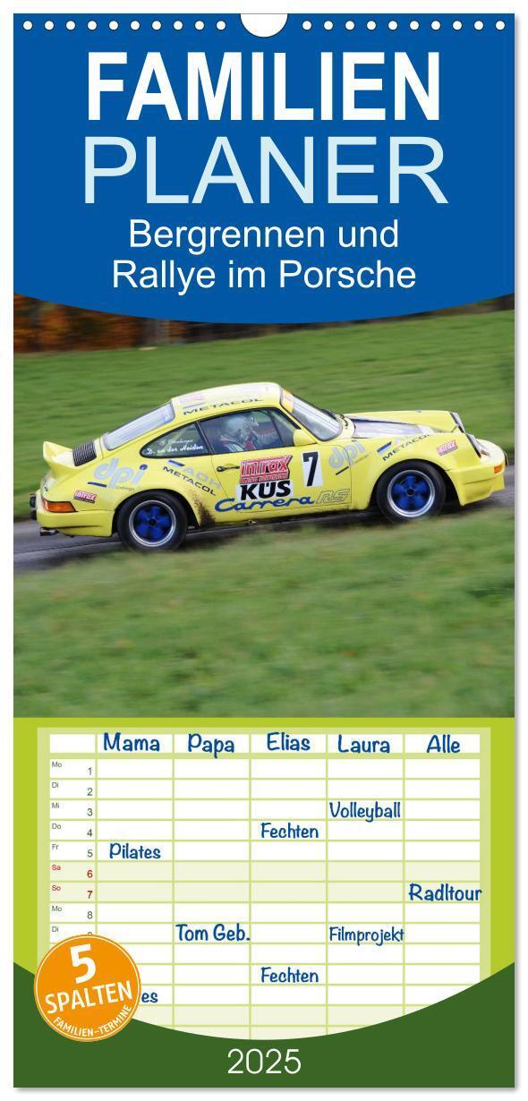 Cover: 9783457104576 | Familienplaner 2025 - Bergrennen und Rallye im Porsche mit 5...