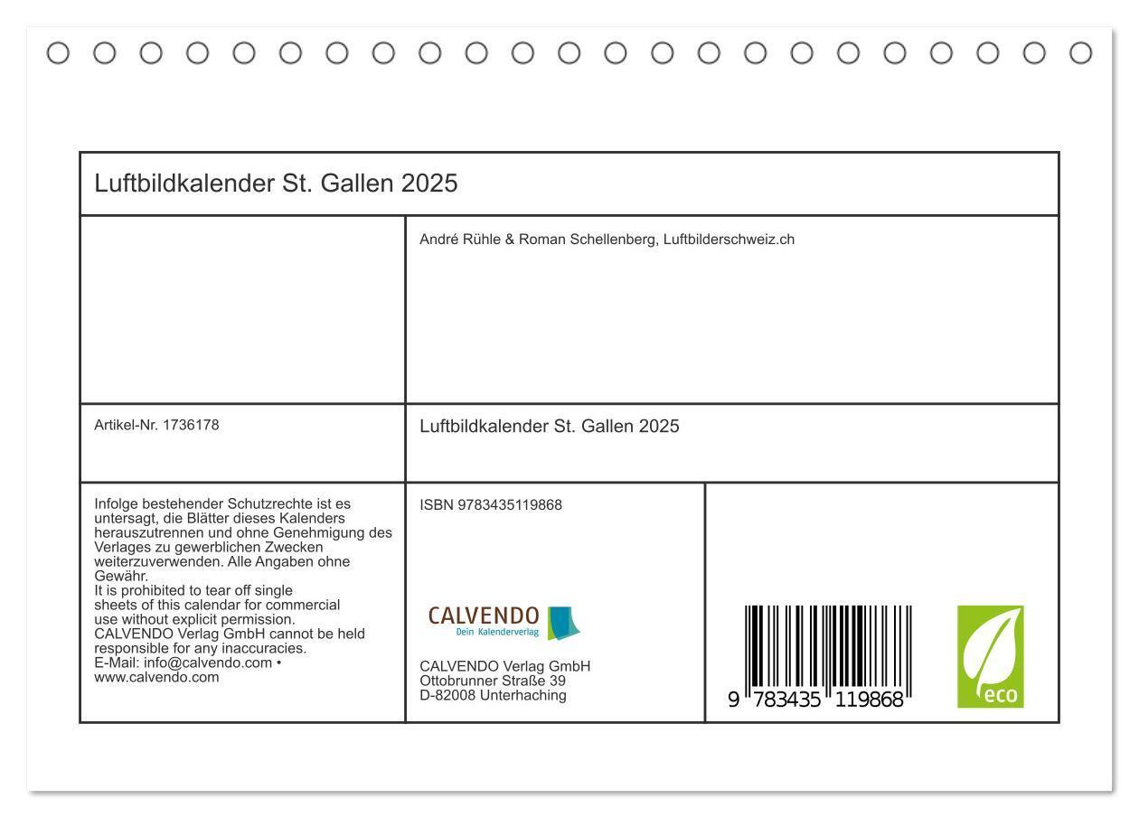 Bild: 9783435119868 | Luftbildkalender St. Gallen 2025 (Tischkalender 2025 DIN A5 quer),...