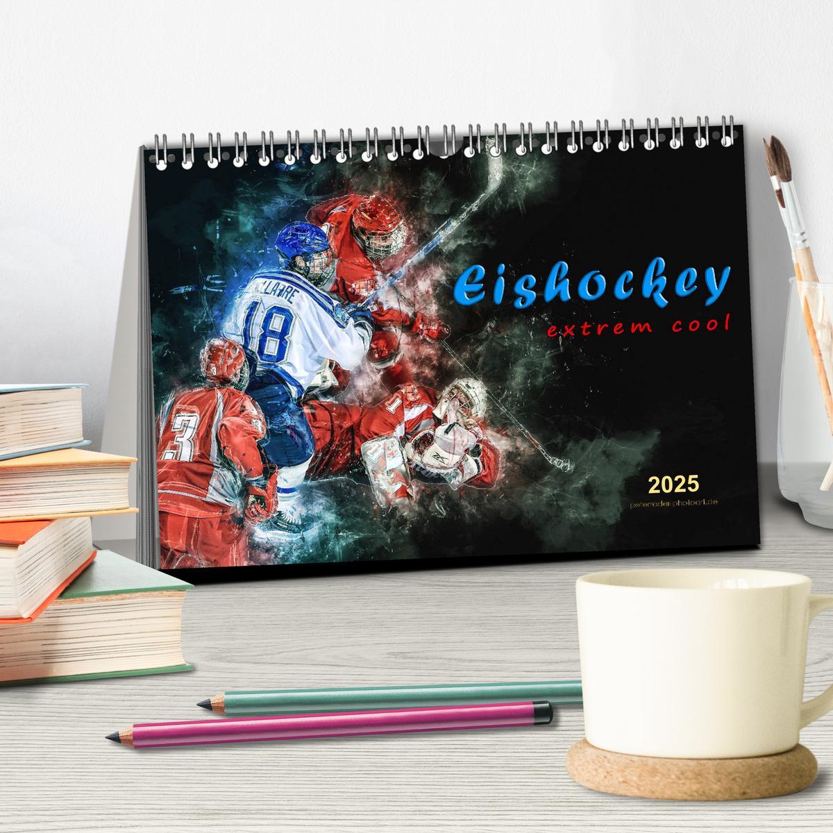 Bild: 9783435412129 | Eishockey - extrem cool (Tischkalender 2025 DIN A5 quer), CALVENDO...