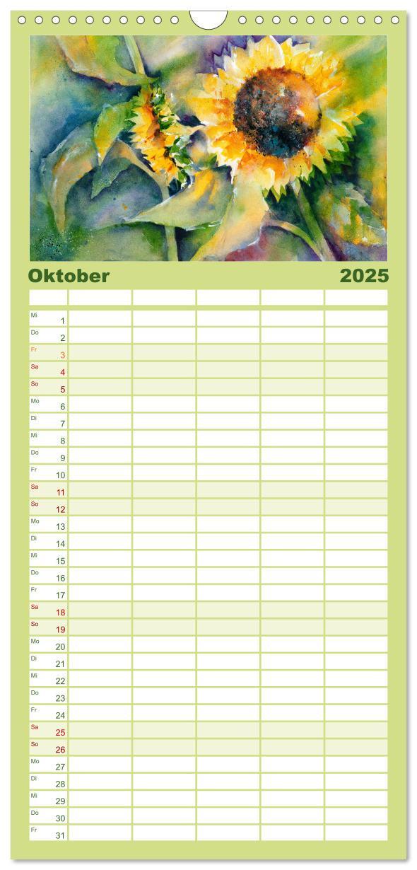 Bild: 9783457123256 | Familienplaner 2025 - Garten Aquarelle mit 5 Spalten (Wandkalender,...