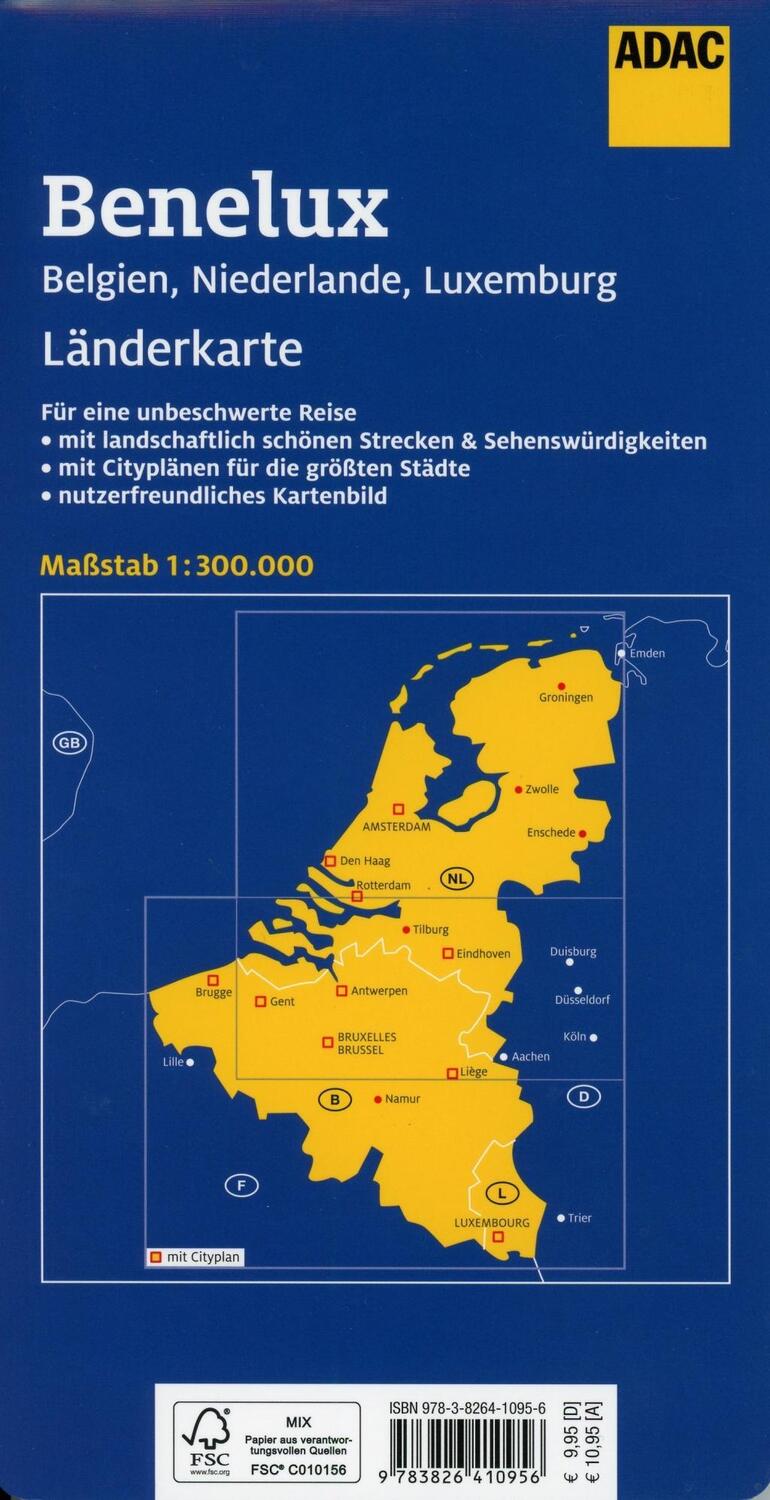 Bild: 9783826410956 | ADAC LänderKarte Benelux 1:300 000 | Belgien, Niederlande, Luxemburg