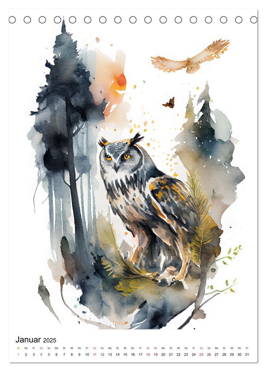 Bild: 9783435878789 | Waldtiere in Aquarell - Heimische Tierarten (Tischkalender 2025 DIN...