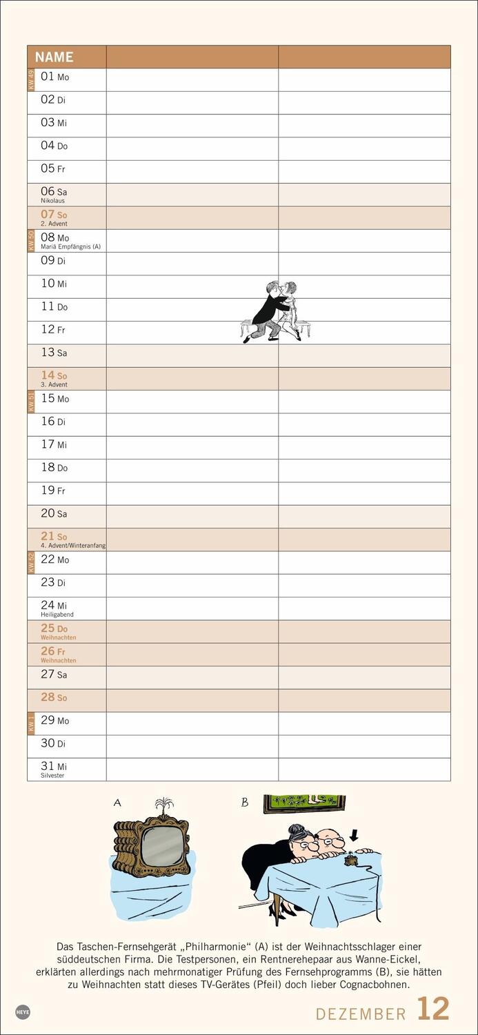 Bild: 9783756406074 | Loriot Planer für zwei 2025 | Kalender | Loriot Kalender Heye | 14 S.