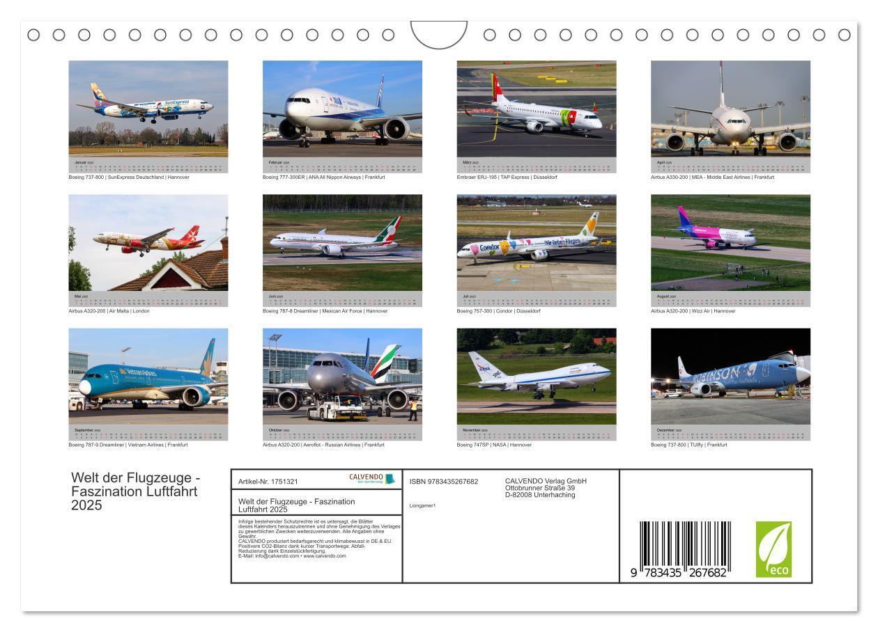 Bild: 9783435267682 | Welt der Flugzeuge - Faszination Luftfahrt 2025 (Wandkalender 2025...