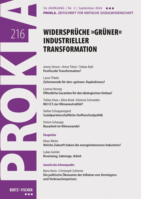 Cover: 9783865059161 | Widersprüche 'grüner' industrieller Transformation | Prokla | Buch