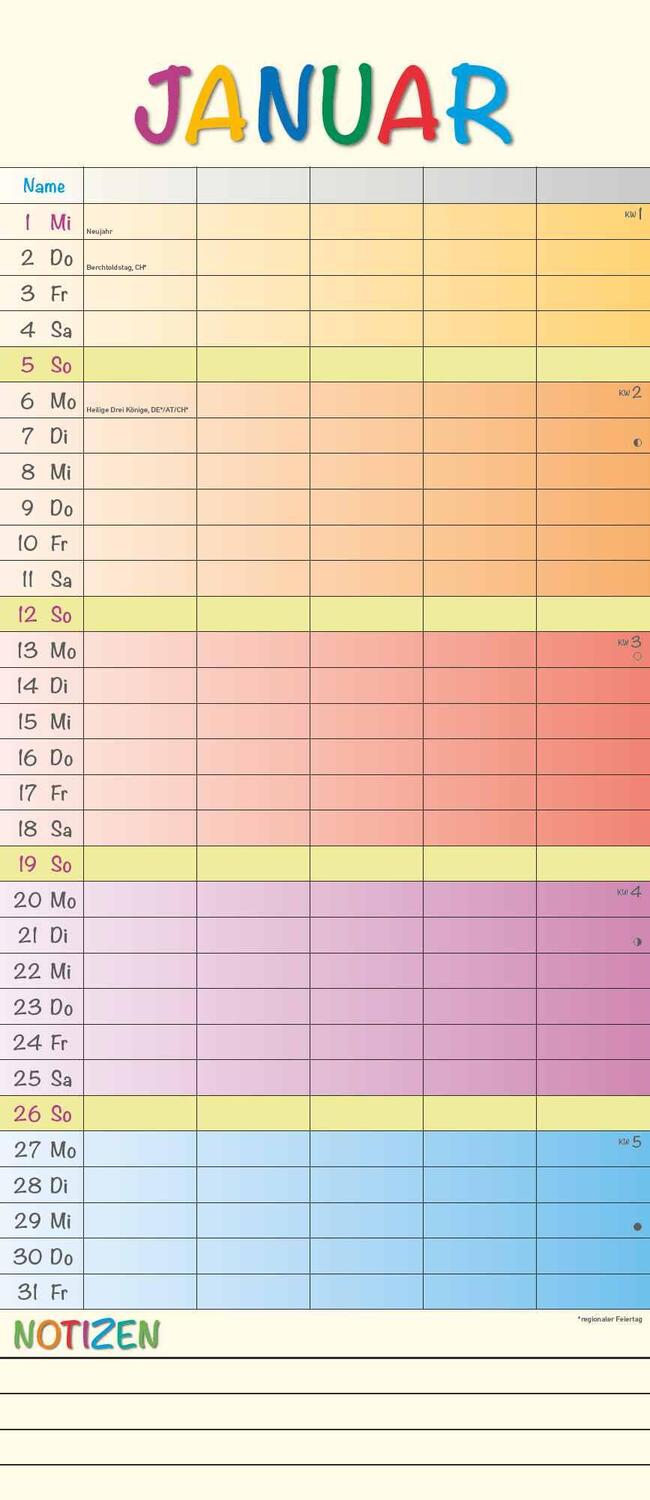 Bild: 4251732341367 | Regenbogen 2025 Familienplaner - Terminkalender - Familienkalender...