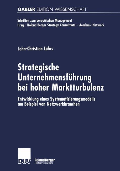 Cover: 9783824475070 | Strategische Unternehmensführung bei hoher Marktturbulenz | Lührs