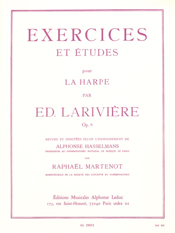 Cover: 9790046200328 | Exercices et Etudes Op. 9 | Pour Harpe | Lariviere | Buch