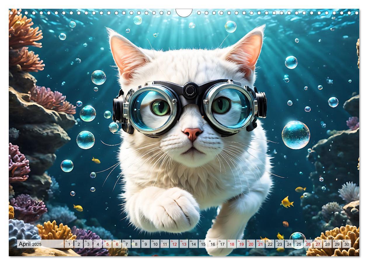 Bild: 9783383842542 | Katzen unter Wasser (Wandkalender 2025 DIN A3 quer), CALVENDO...