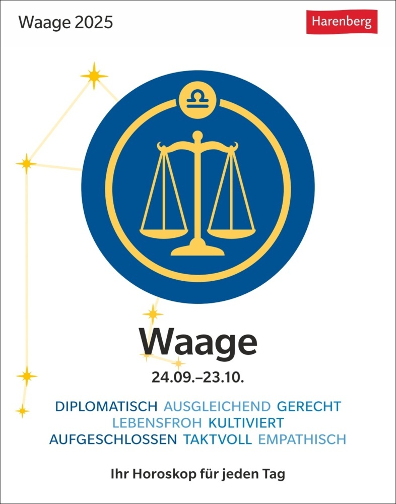 Cover: 9783840033735 | Waage Sternzeichenkalender 2025 - Tagesabreißkalender - Ihr...