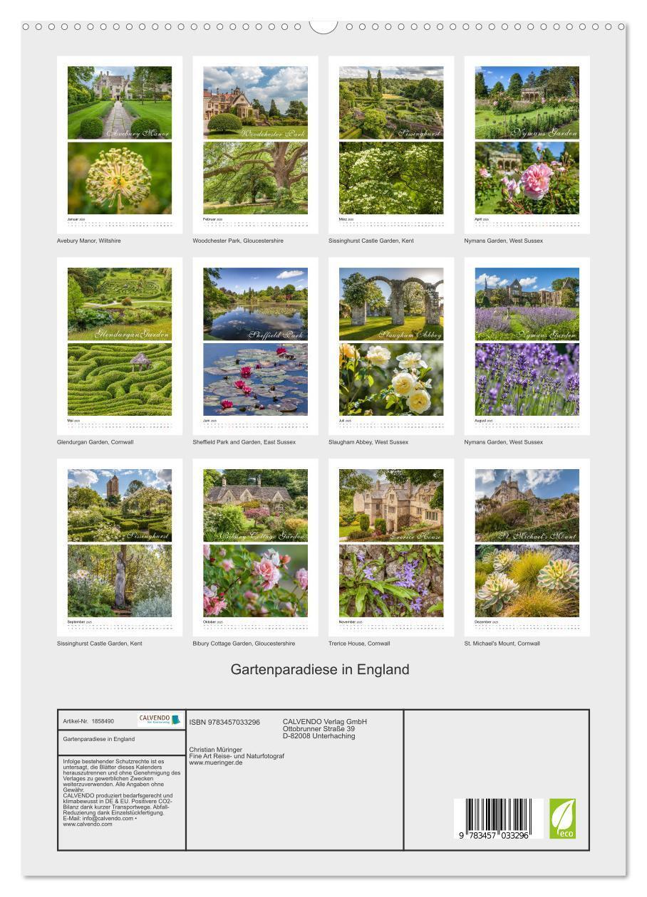 Bild: 9783457033296 | Gartenparadiese in England (Wandkalender 2025 DIN A2 hoch),...