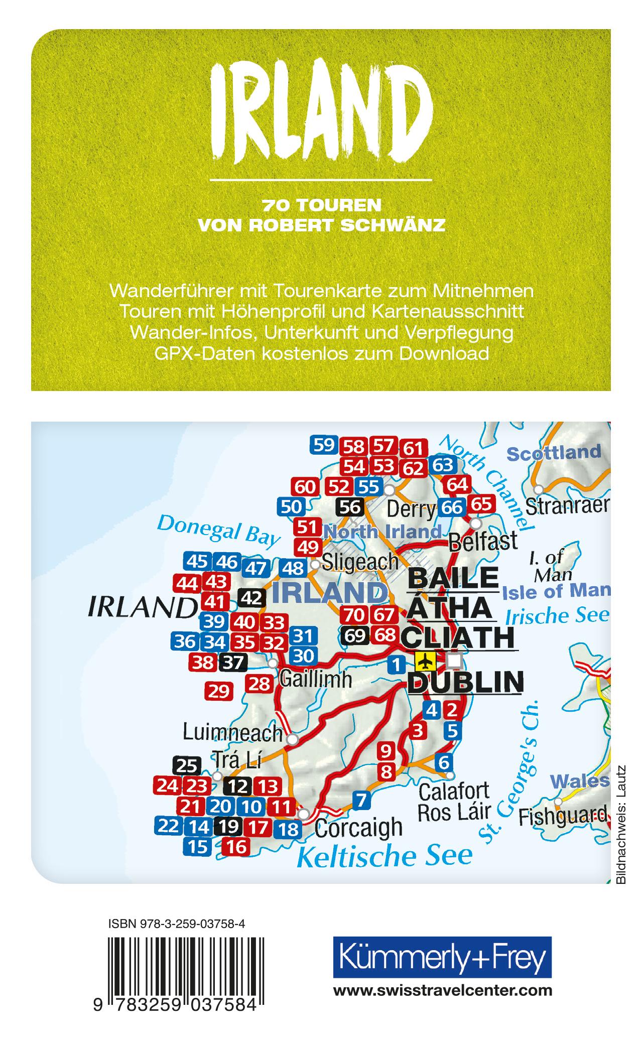 Rückseite: 9783259037584 | Irland Wanderführer | Mit 70 Touren und Outdoor App | Robert Schwänz