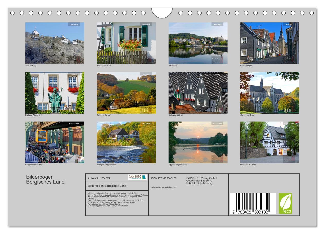 Bild: 9783435303182 | Bilderbogen Bergisches Land (Wandkalender 2025 DIN A4 quer),...