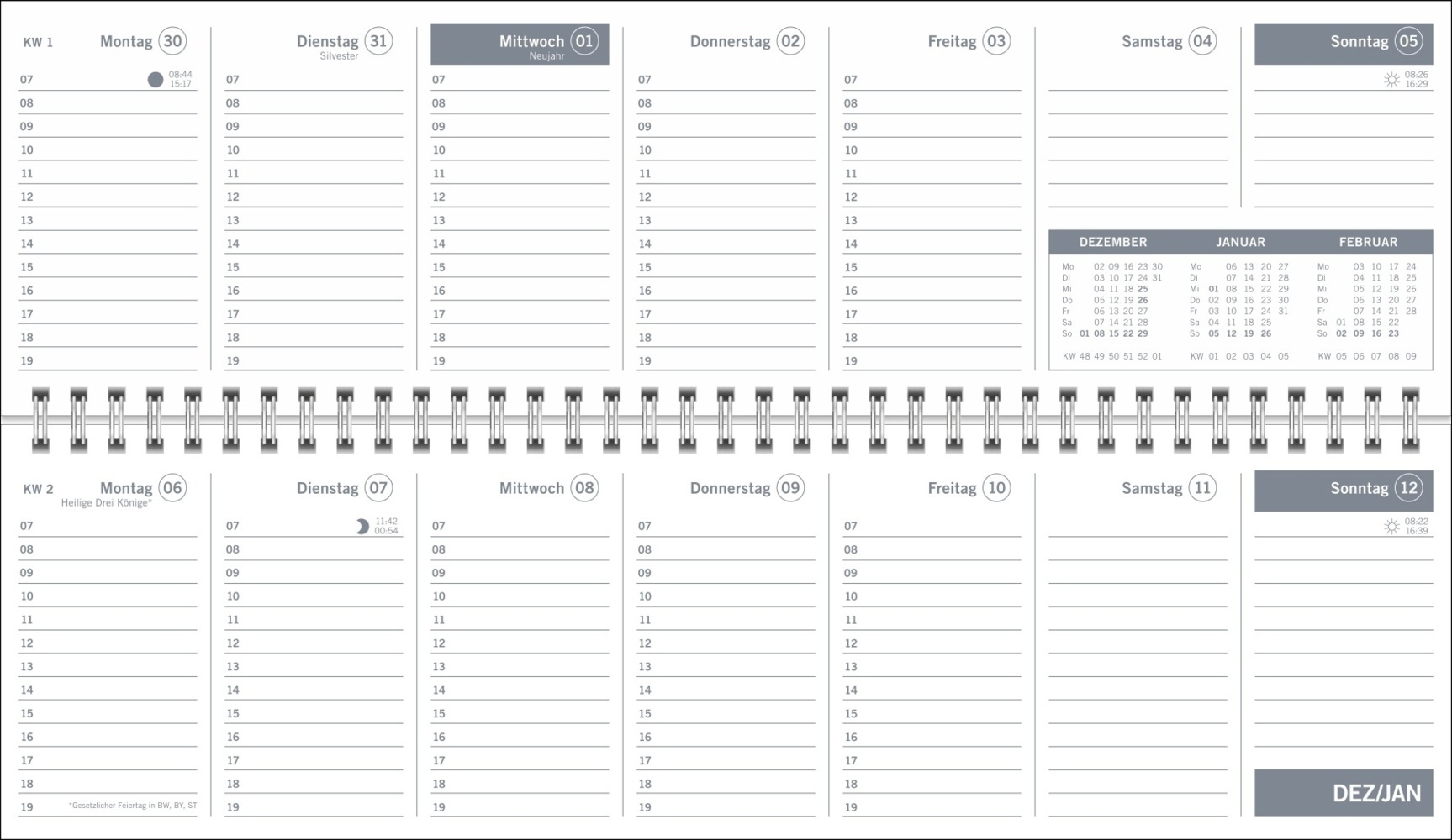 Bild: 9783756406678 | Wochenquerplaner Petrol 2025 | Kalender | Spiralbindung | 64 S. | 2025