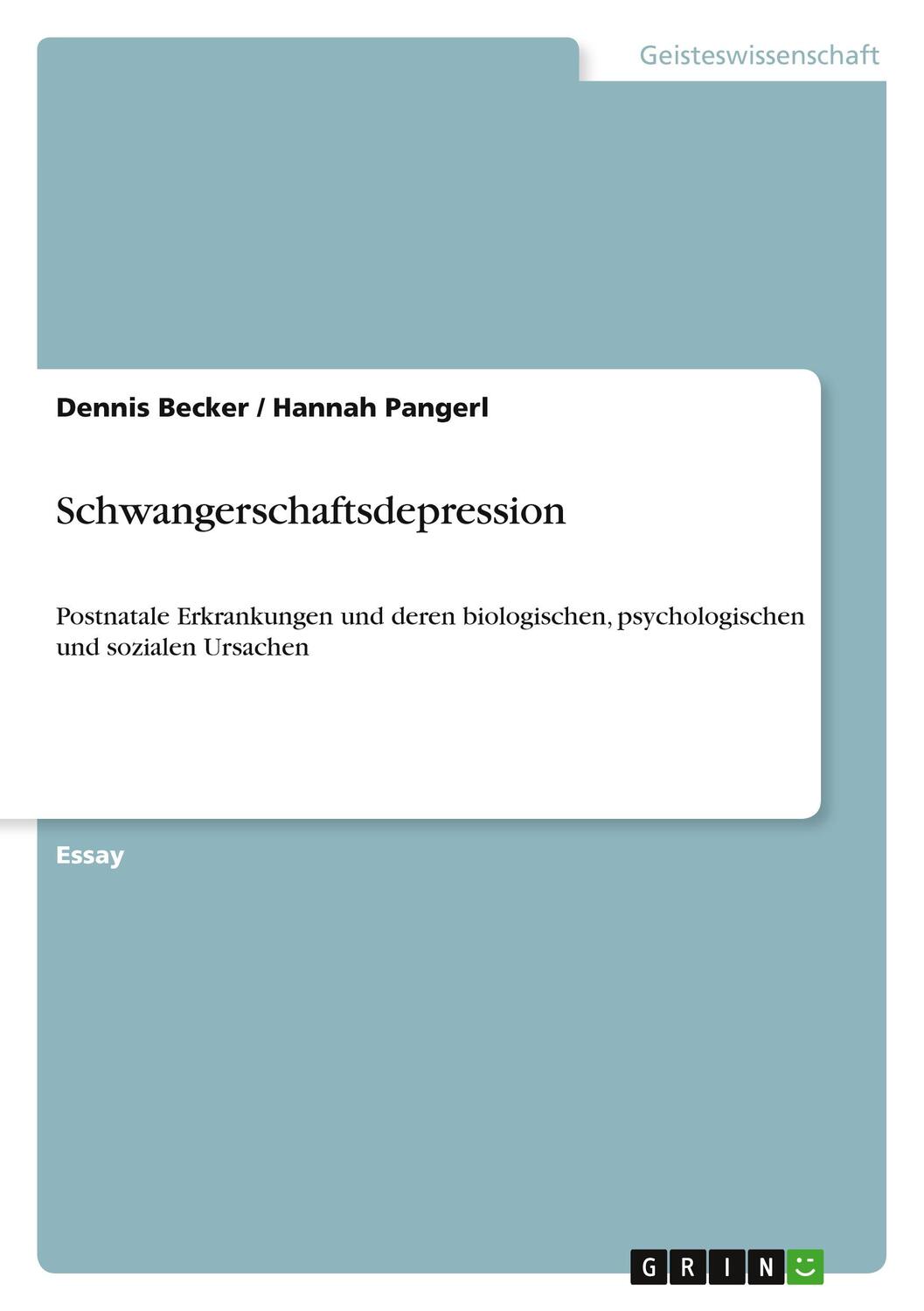 Cover: 9783640722471 | Schwangerschaftsdepression | Dennis Becker (u. a.) | Taschenbuch