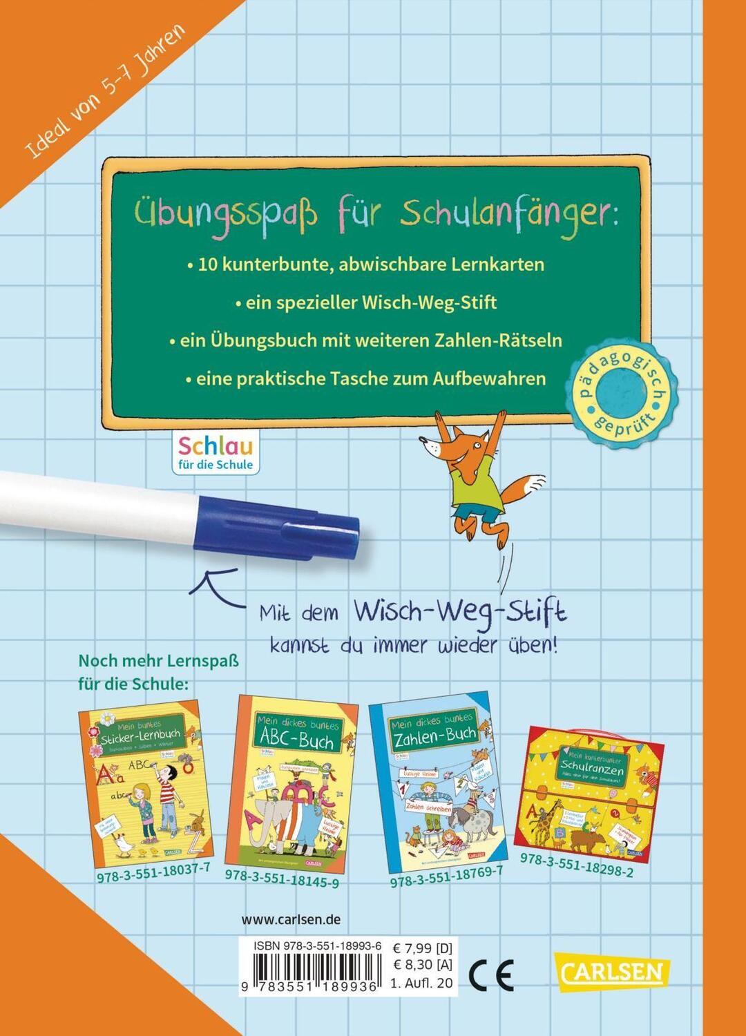 Rückseite: 9783551189936 | Schlau für die Schule: Mein Wisch-Weg-Set: Zahlen | Christine Mildner