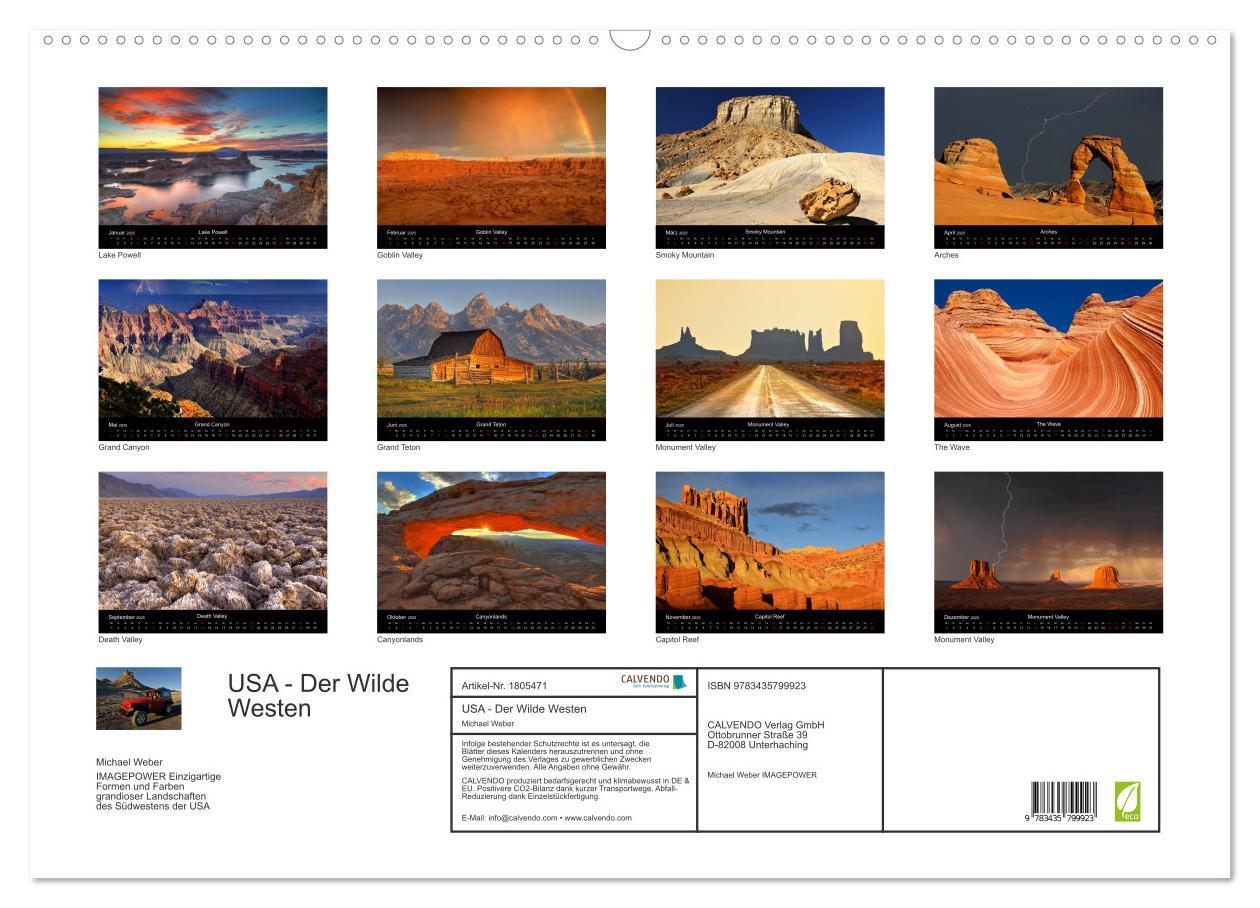 Bild: 9783435799923 | USA - Der Wilde Westen (Wandkalender 2025 DIN A2 quer), CALVENDO...