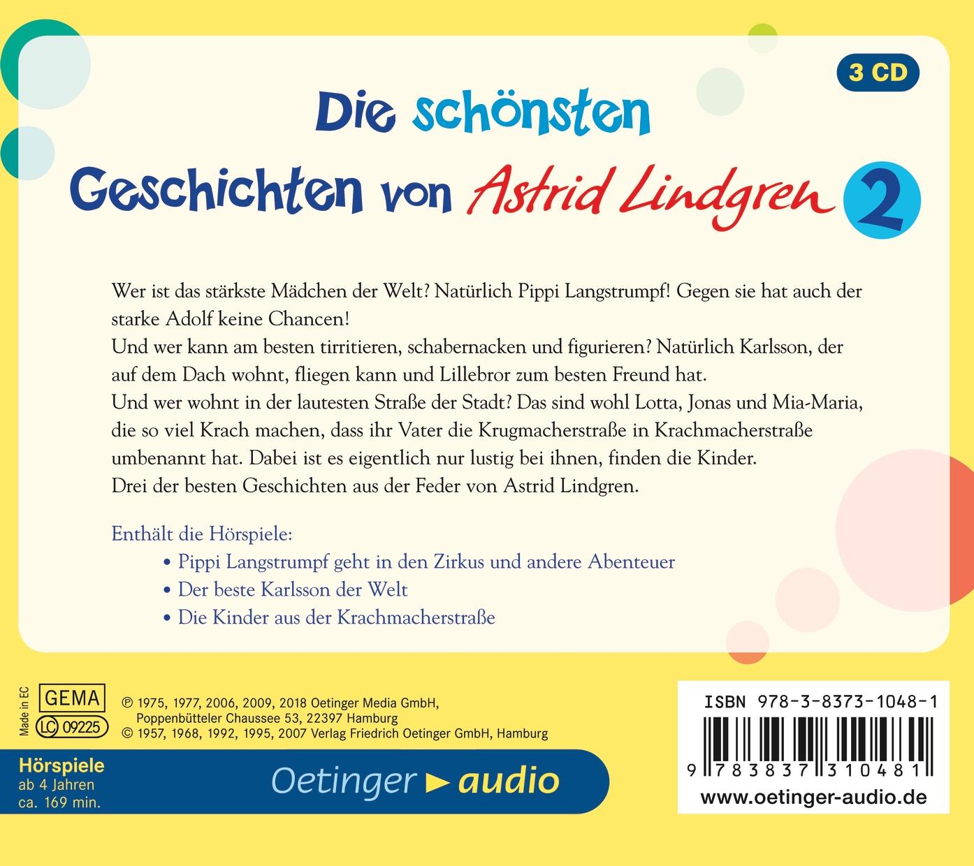 Rückseite: 9783837310481 | Die schönsten Geschichten von Astrid Lindgren 2 (3CD) | Lindgren | CD