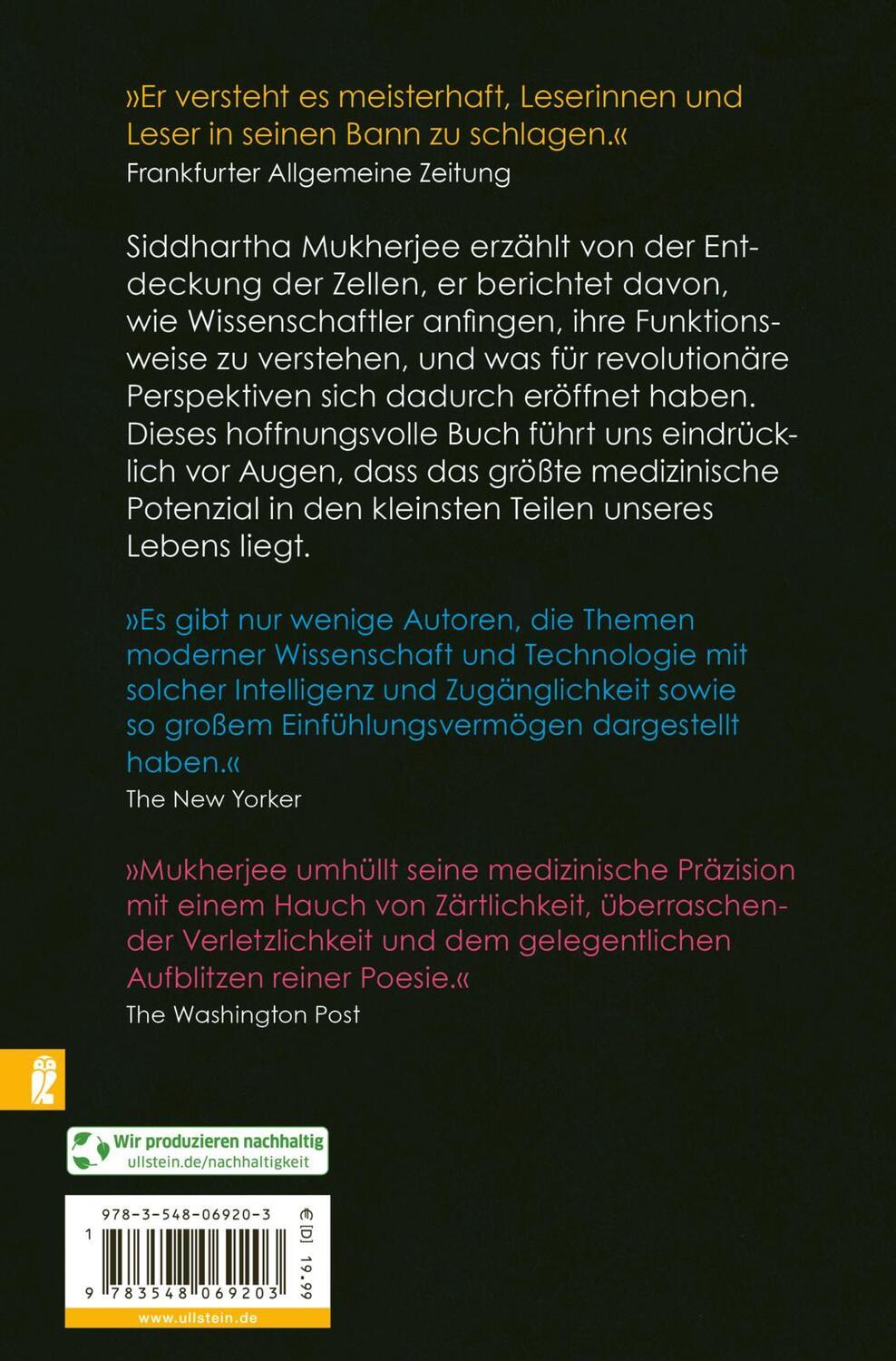 Rückseite: 9783548069203 | Das Lied der Zelle | Siddhartha Mukherjee | Taschenbuch | 672 S.