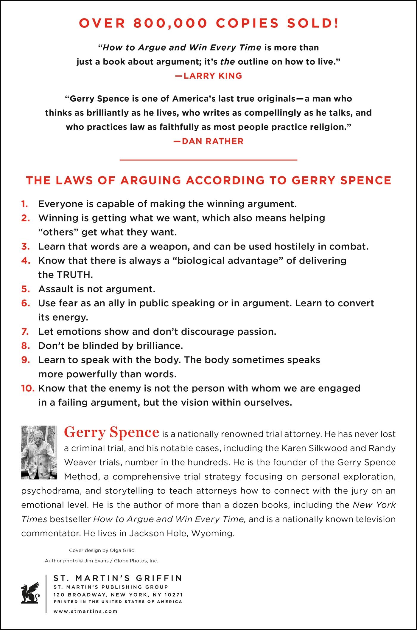 Rückseite: 9780312144777 | How to Argue &amp; Win Every Time | Gerry Spence | Taschenbuch | Englisch