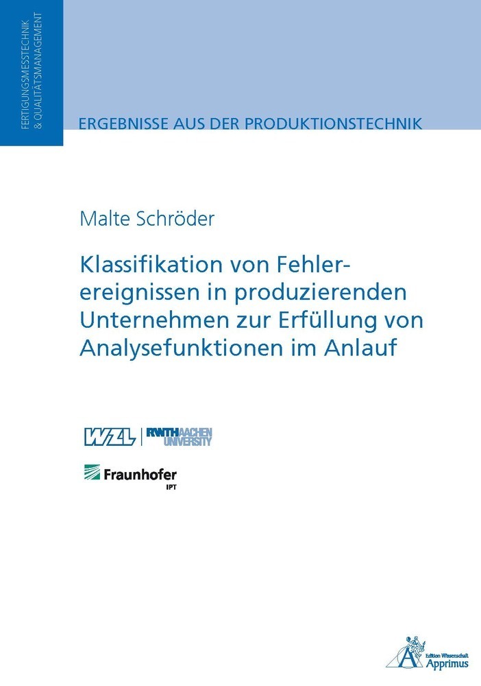 Cover: 9783863594695 | Klassifikation von Fehlerereignissen in produzierenden Unternehmen...