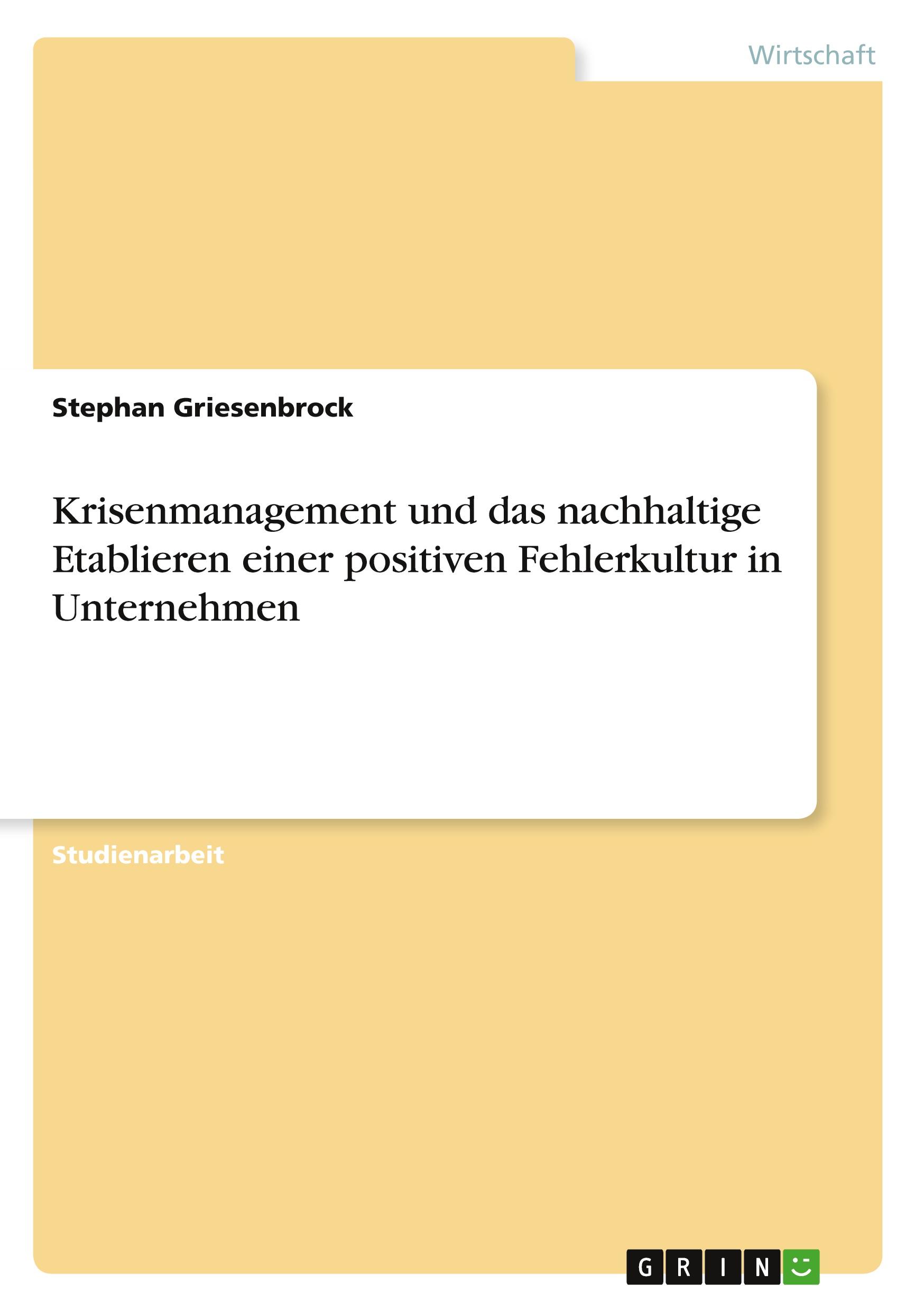 Cover: 9783346906038 | Krisenmanagement und das nachhaltige Etablieren einer positiven...