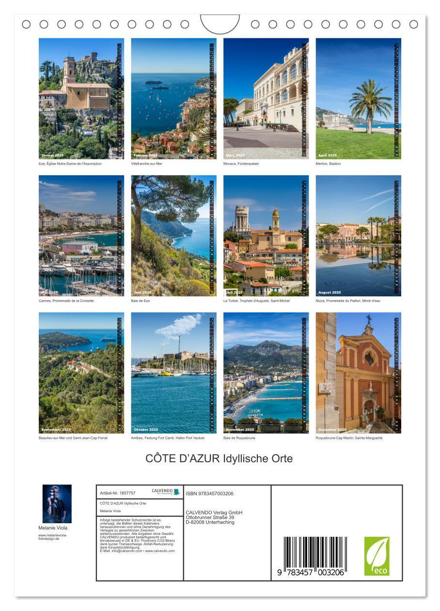 Bild: 9783457003206 | CÔTE D¿AZUR Idyllische Orte (Wandkalender 2025 DIN A4 hoch),...