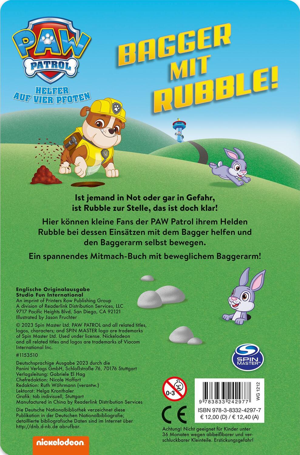 Rückseite: 9783833242977 | PAW Patrol: Bagger mit Rubble! | Panini | Buch | 10 S. | Deutsch