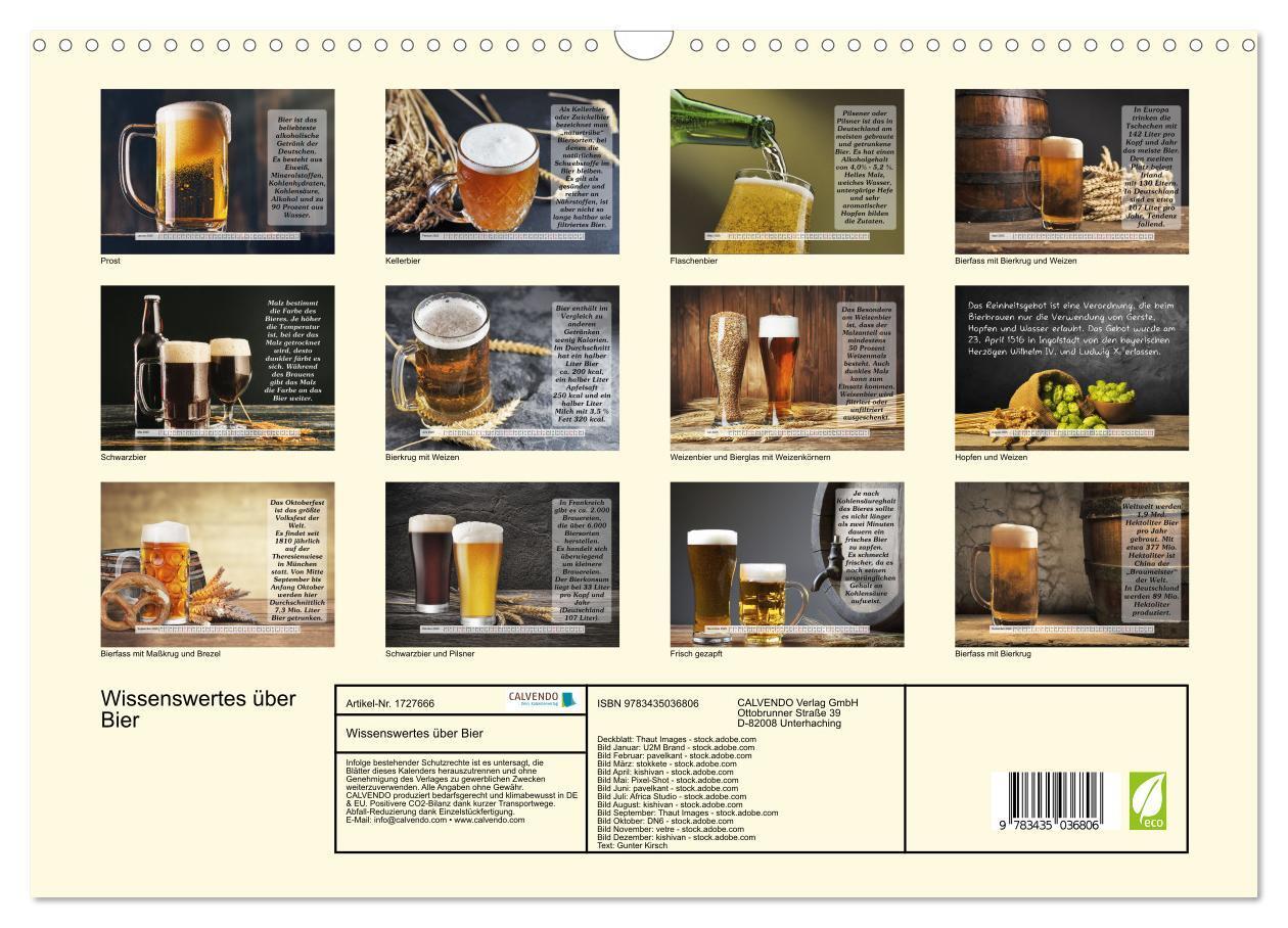 Bild: 9783435036806 | Wissenswertes über Bier (Wandkalender 2025 DIN A3 quer), CALVENDO...