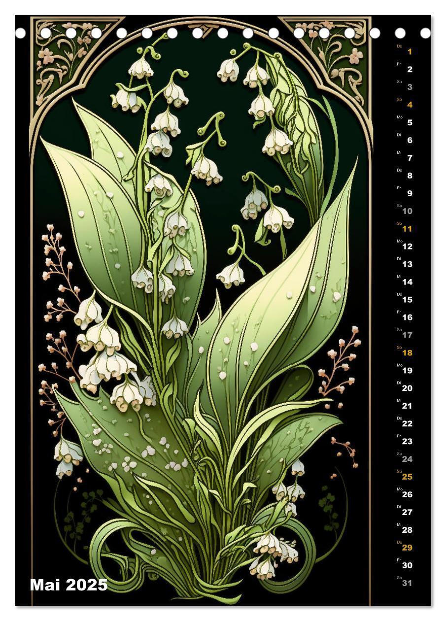 Bild: 9783435874323 | Jugendstil Blumen (Tischkalender 2025 DIN A5 hoch), CALVENDO...