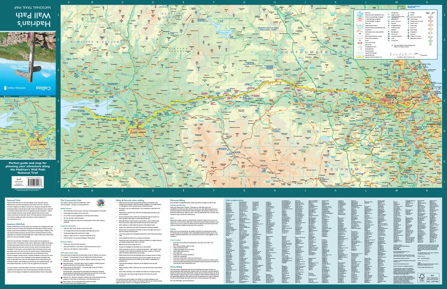 Bild: 9780008602987 | Hadrian's Wall Path National Trail Map | Collins Maps | (Land-)Karte