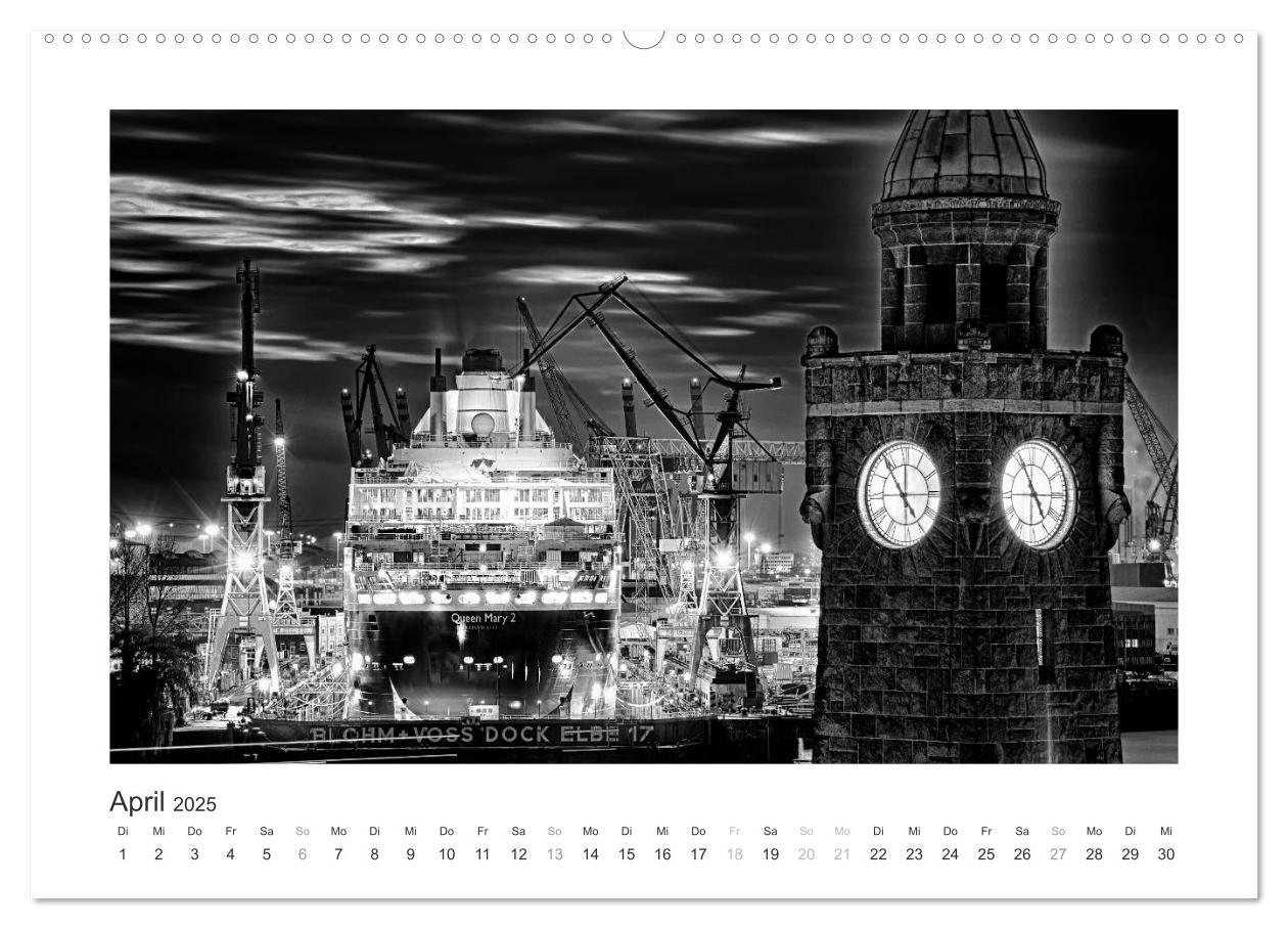 Bild: 9783435653164 | Hamburg in schwarz-weiss (Wandkalender 2025 DIN A2 quer), CALVENDO...