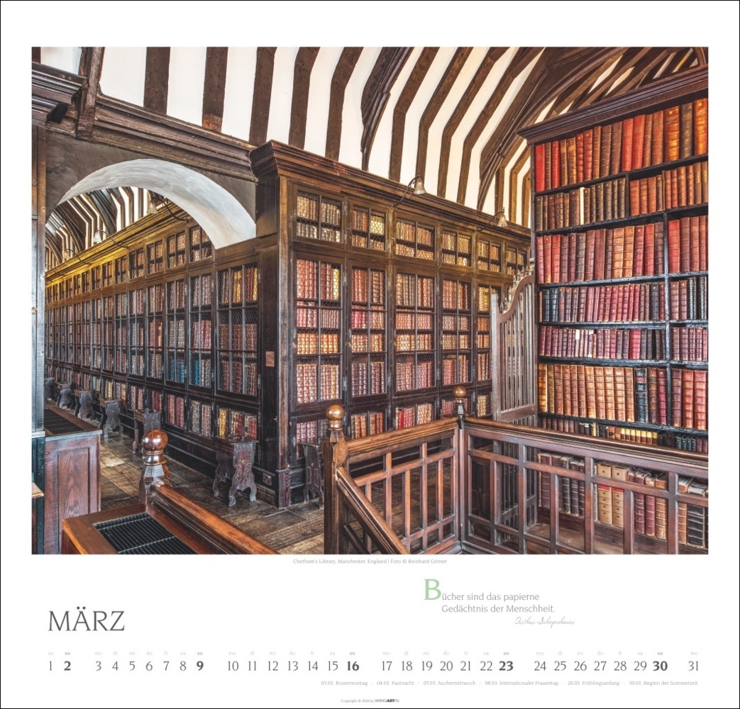 Bild: 9783839901021 | Welt der Bibliotheken Kalender 2025 | Reinhard Görner | Kalender