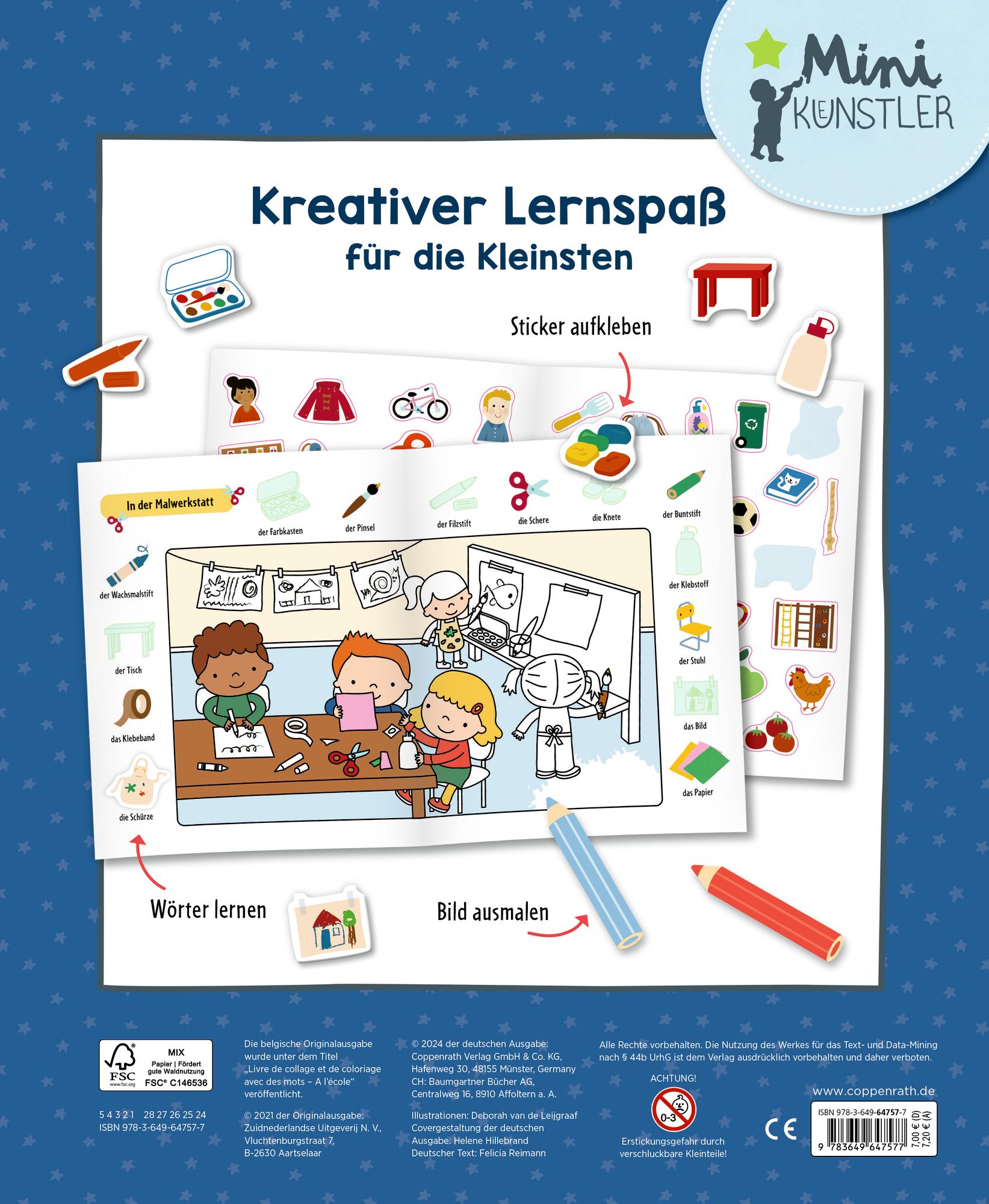 Rückseite: 9783649647577 | Mein erstes Sticker-Malbuch: Kindergarten | Deborah Van De Leijgraaf